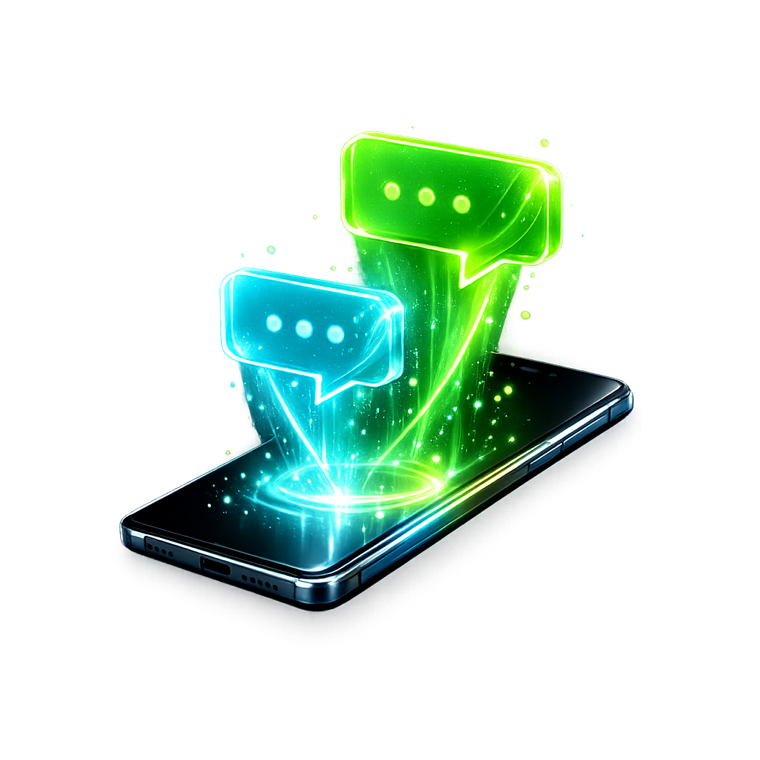 ホログラムのチャットが立ち上がるスマートフォン